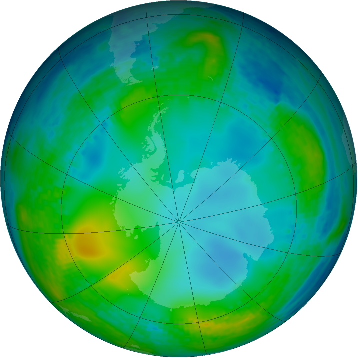 Antarctic ozone map for 11 July 2004